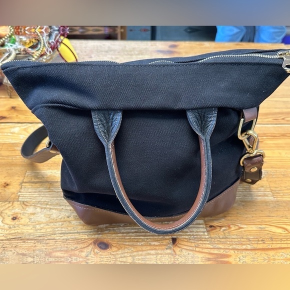 R.Riveter Women's Otto Signature Black Canvas Tote with Brown Leather Bag - Picture 3 of 4